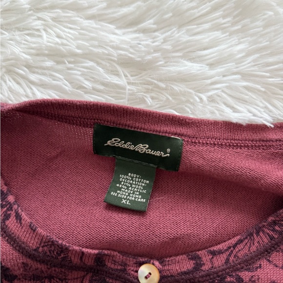 Eddie Bauer Burgundy Floral Button Down Shirt - Picture 5 of 5